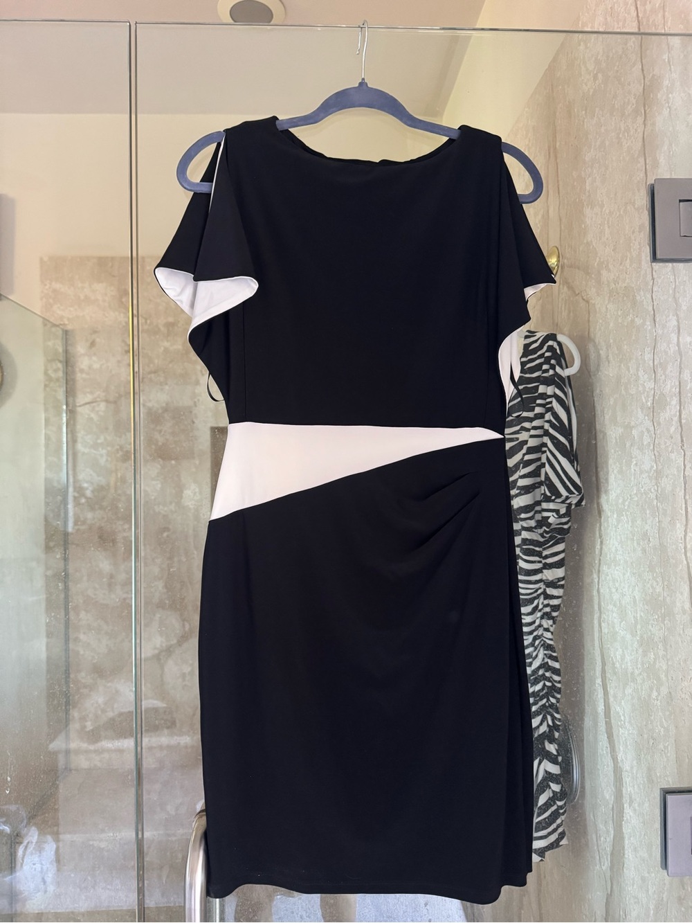 Ralph Lauren Black Midi Dress with White Waist Detail